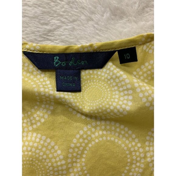 Boden UK Size 10 Blouse Sleeveless Yellow Ribbon Detail Circle Design Zip Side - Picture 10 of 11